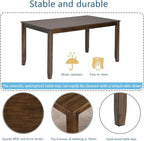 KEIKI 5-Piece Standard Height Dining Table Set with Rectangular Table and 4 Upholstered Ladder Backrset Chair, for 4 Person, Modern Wooden Table Set, Easy Assembly, for Kitchen, Dining Room, Walnut