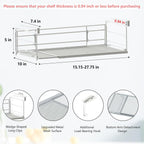 Expandable Under Cabinet Shelf, Extendable Under Shelf Storage with Removable Wire-Like Back for Pantry Cabinet, Laundry Room, Shoe Rack. (White, 1 Pack, Interior: 5" H x 10" D)