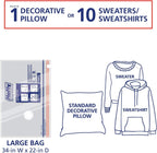 Hefty Shrink-Pak - 4 Large Vacuum Storage Bags for Clothes, Pillows, Towels, or Blankets - Space Saver Vacuum Sealer Bags Ideal Under Bed Storage Solutions