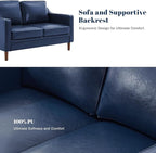 Kingfun Living Room Furniture Sets, 2 Armchair and Loveseat, Mid Century Modern Sofa Set, Faux Leather Couch with Solid Wood Frame for Living Room & Bedroom, Royal Blue