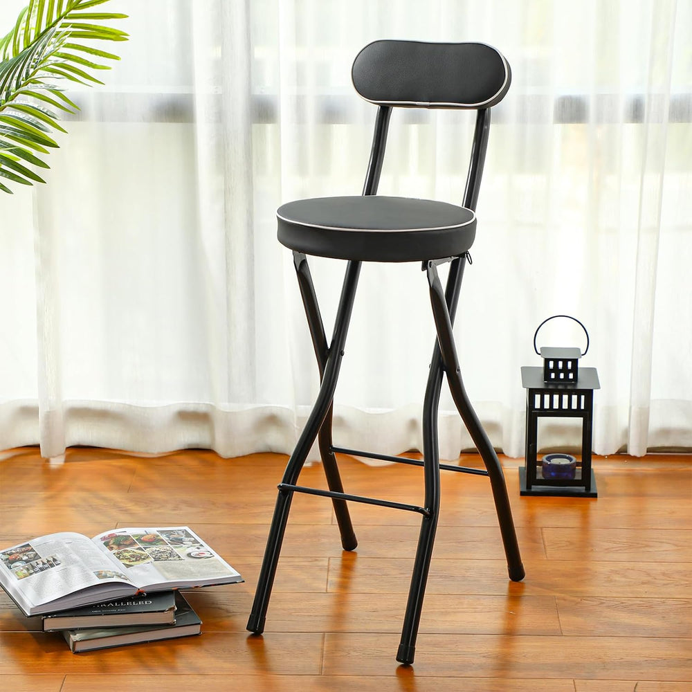 Thyle 1 Pcs 27.5 Inch Folding Bar Stool with Backrest Tall Foldable Stool Cha...