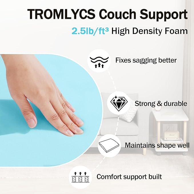 Tromlycs Couch Cushion Support for Sagging Cushions Sofa Seat Support Under Arched Foam Sag Repair 22x22 inch Blue, Set of 1