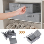 Underbed Storage Box, Foldable Under Bed Bins Container, Organizer Baskets with Lid for Organizing Clothes, Sheets, Pillows, Comforter, 31.4x15.7x5.9in, Grey, 3 Pack