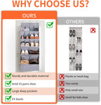 FENTEC 1 Pack Over-the-Door-Shoe-Organizers, Hanging Organizers with Large Pocket Shoe Holder Hanging Shoe Rack for Closet Shoe Organizer for Wall, Over Door Organizer with 15 Pockets Gray