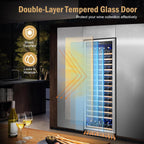 Wine Fridge Freestanding,173 Bottles 24 Inch Wine Cooler Refrigerator, Tall Wine Fridge with Compressor Low Noise Fast Cooling, Wine Cellar with Upgraded Door Handle Sliding Rail Shelves