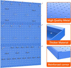 TORACK 3 PCS Metal Pegboard Panels(12x24 inch) for Wall Garage Utility Tools Storage Pegboard for Workbench, Modular Peg Board Tool Organizer Board Kit(Pack of 3, Blue)