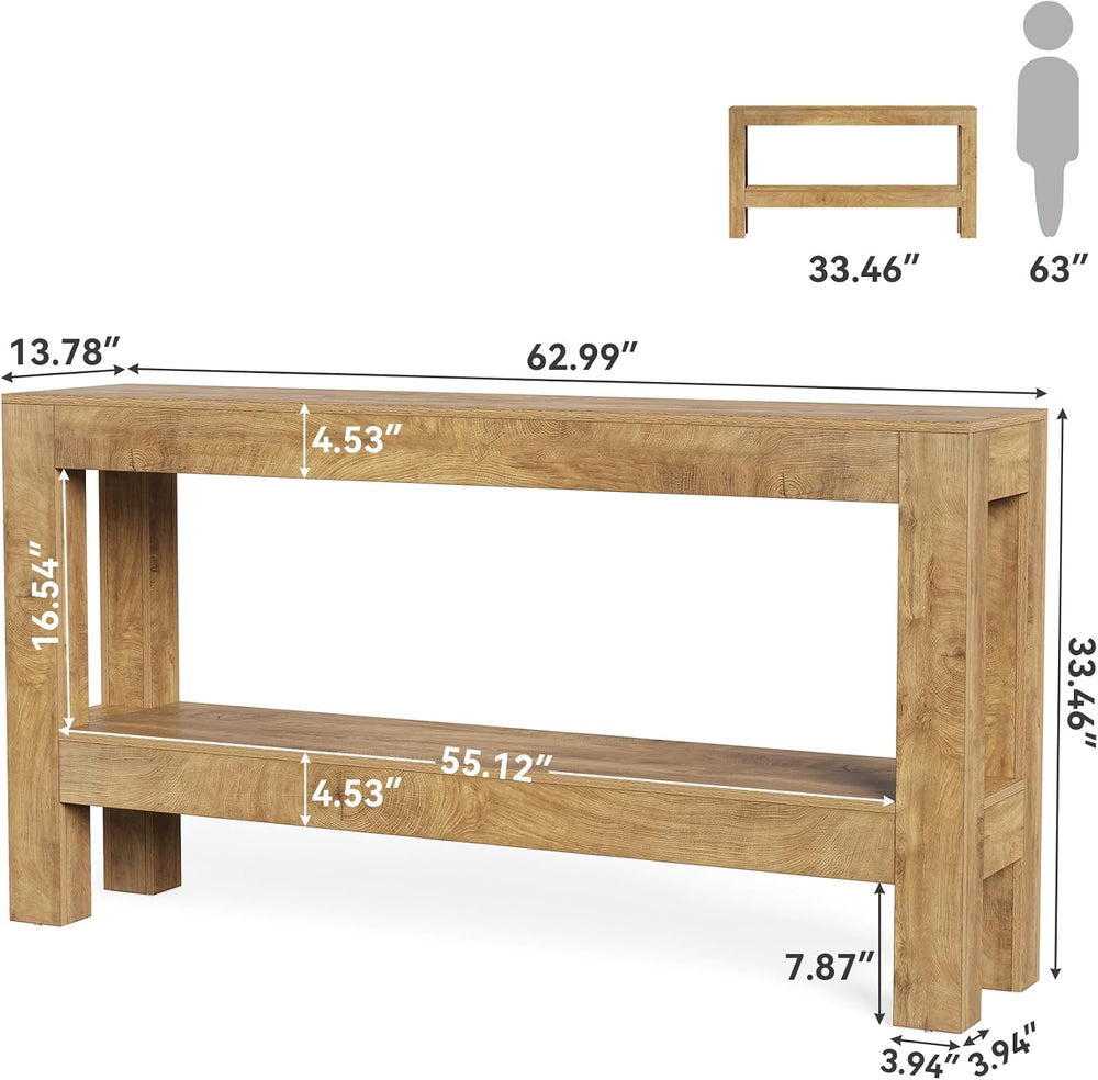 LITTLE TREE 63-Inch Long Console Table for Living Room, Farmhouse Wood Entryw...