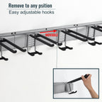 Wall Mount Tool Storage Rack, Garage Organization, Heavy Duty Garage Storage Tool Organizer, Garden Tool Wall Hooks and Hangers, Hold Up to 350lbs Grey