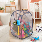 BATTOO Deluxe Strong Mesh Pop up Laundry Hamper Basket with Side Pocket for Laundry Room, Bathroom, Kids Room, College Dorm or Travel 2 x Grey