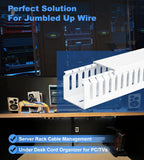 ZhiYo 99in (6X L16.5in) Professional Server Rack Cable Management Raceway, H2 x W2in Cable Raceway Kit, Electrically Safe PVC Open Slot Wire Raceway for Under Desk/Computer/Network Cords, White