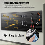 Slat Wall Panels 8x4 ft, Heavy-Duty PVC Garage Slatwall Panel with Trim & Screws, Interlocking Black Wall Panels, Garage Wall Organizer Slat Board PVC Wall Panel for Tools and Sports Equipment Storage