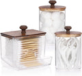Tbestmax Qtips Holder Bathroom Container, 10oz Big Qtips Dispenser Cotton Ball Holder, Clear Plastic Apothecary Jar Organizer for Storage Cotton Swab, Round Pads, Floss Picks