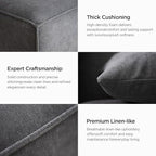 Acanva Luxury Modular Sectional Living Room Sofa Set, Modern Minimalist Style Couch with Ottoman and Chaise, L-Shape, Dark Grey