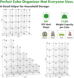 C&AHOME Cube Storage Organizer, 16-Cube Shelves Units, Plastic Storage Cubes, DIY Closet Organizer, Modular Closet Storage Shelves Ideal for Home, 48.4" L × 12.4" W × 48.4" H Transparent SUM3016W
