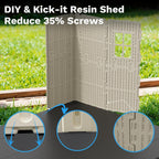 Devoko 10x8 FT Resin Outdoor Storage Shed with Floor, Plastic Tool Garden Shed with Windows & Lockable Door, Outside Large Storage Shed for Patio Backyard Lawn, Beige