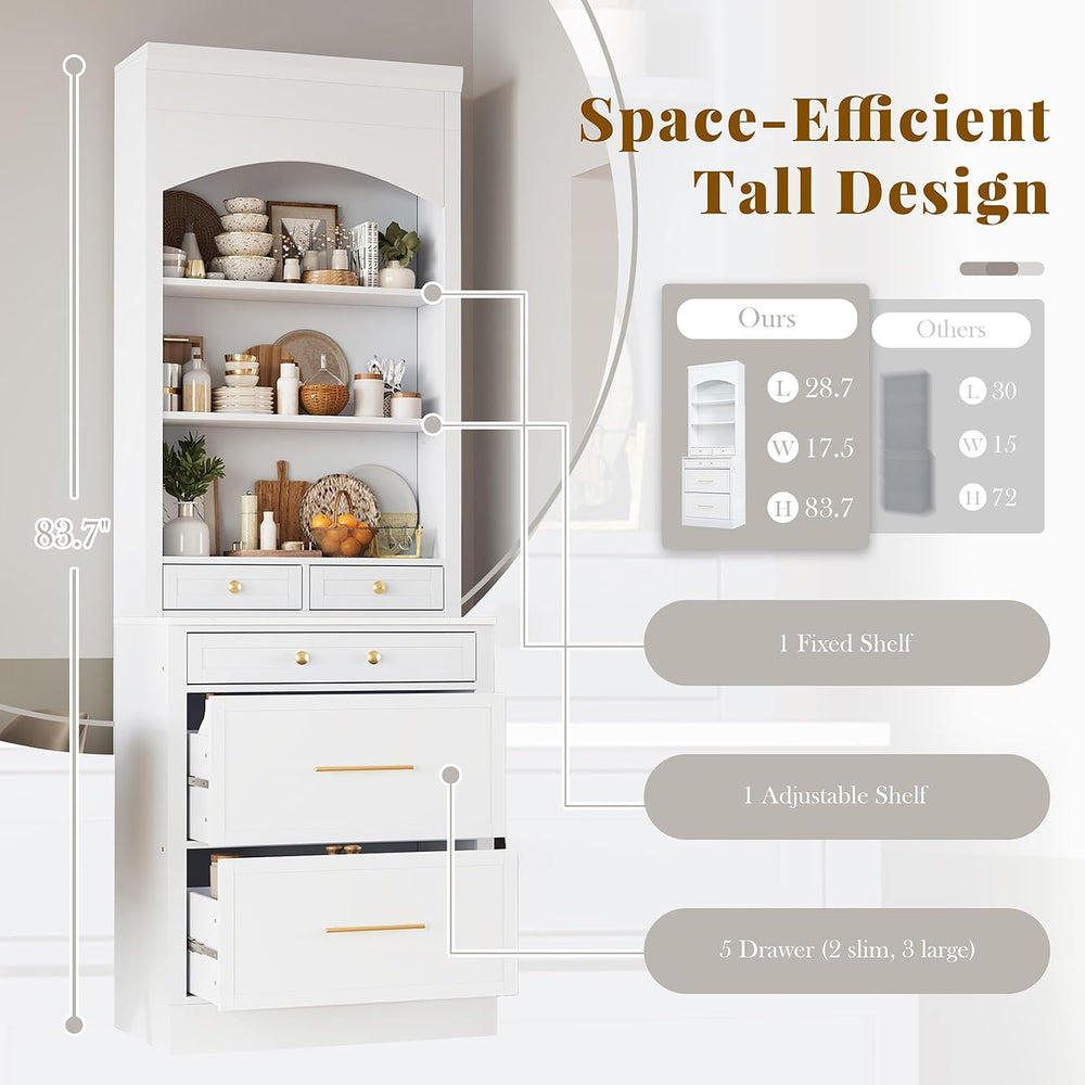 83.7inch High Modern Utility Kitchen Pantry, Freestanding Tall Kitchen Hutch ...