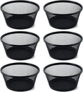 SLSON 6Pack Paper Clip Holder Wire Mesh Paperclip Dish Holders Desktop Round Paper Clip Dispenser for Desk Office Organizer Accessories,Black