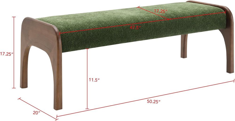 KEIKI 50.25" Upholstered Bed End Bench, Chenille Entryway Bench, Modern ...