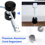 3 Sets Charger Holders for Cords, Matte Black Color Adjustable Cable Anchor Holders, Adhesive Metal Cord Clips, Cable Management Wire Organizers for Desk, Office, Nightstand