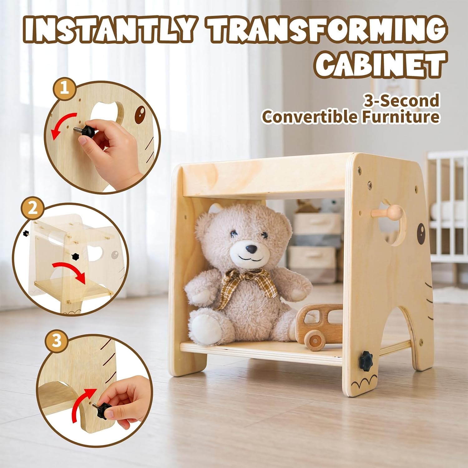 Lehoo Castle Montessori Weaning Table and Chair Set for Toddler Age 1-3, Adjustable Height Wooden Baby Activity Furniture for Self-Feeding, Drawing, Learning and Play
