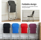 Folding Chairs with Padded Cushion and Enlarge Backrest, Metal with Comfortable Cushion for Home and Office,(Black)