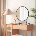 Round Mirror Black Frame 28 Inch Mirror Living Room Round Bathroom Mirrors Frosted Metal Frame Anti-Rust Tempered Glass for Bathroom Living Room Decorative