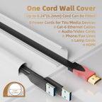 78" Side Open One Cord Hider (<1/4") for Wall Mounted Tv,Extension Cable Cover to Hide Conceal Cords Along Wall,Wire Raceway Management Cable Concealer Channel,Electric Cord Organizer Wiremold,White