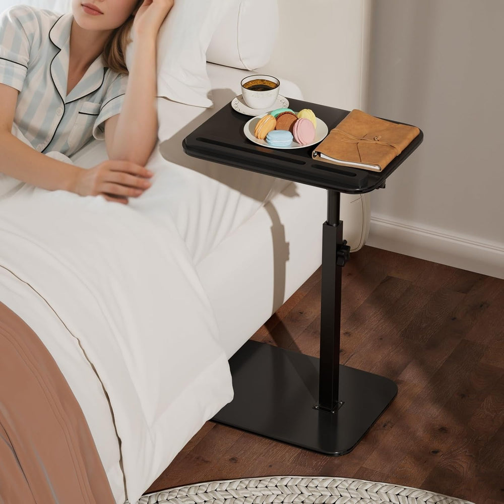 Adjustable End Table for Couch, 360° Swivel C Shaped Side Table with Height A...