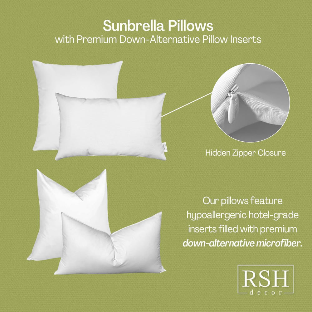 RSH DECOR: Sunbrella Square Throw Pillows Set of 2 | 20" x 20" | Wa...