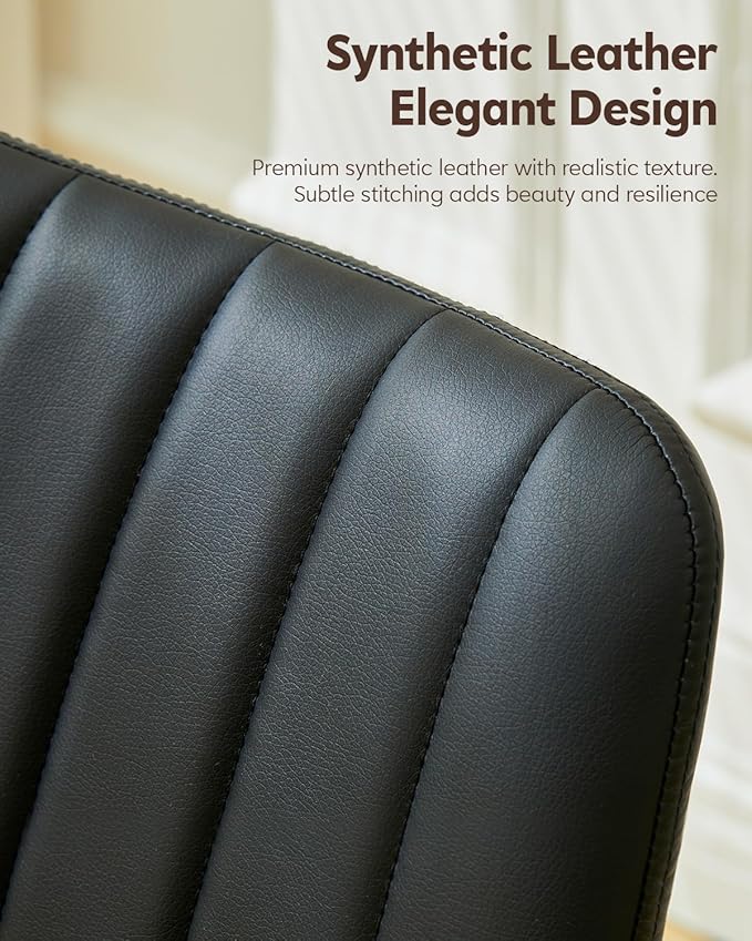 CLIPOP Dining Chairs Set of 2, Upholstered Kitchen Chairs with Comfortable Faux Leather Seat, Metal Legs, Modern Black Leather Dining Chairs, Easy Assembly