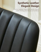CLIPOP Dining Chairs Set of 6, Upholstered Kitchen Chairs with Comfortable Faux Leather Seat, Metal Legs, Modern Black Leather Dining Chairs, Easy Assembly