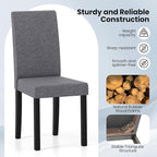Giantex Upholstered Dining Chair Set of 4, Mid Century Modern Fabric Kitchen Chairs with Rubber Wood Legs, Thick Padded Seat, High Back, Side Armless Chairs for Living Dining Room (Dark Gray)