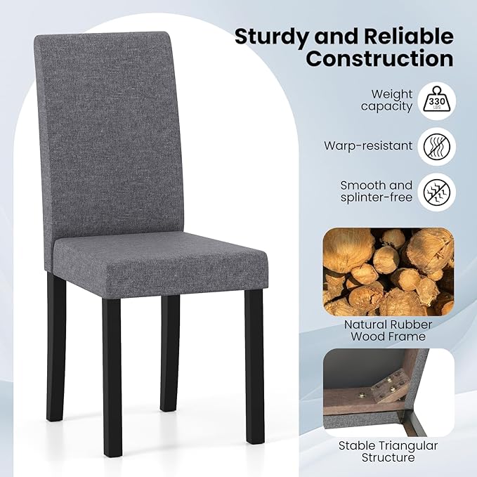 Giantex Upholstered Dining Chair Set of 2, Mid Century Modern Fabric Kitchen ...