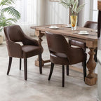 PU Leather Dining Chairs Set of 6 Upholstered Farmhouse Kitchen Chair Side Chairs Wood Accent Chair for Living Room/Dining Room/Bedroom/Restaurant, Upgraded Size, Brown