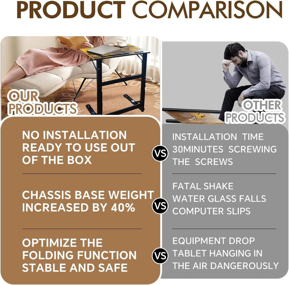 YIBOLIN'S Couch Table Tray - Foldable TV Dinner Tray Table with No Assemb...