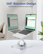 High-End Laptop Stand for Desk with 360 Rotating Base, Ergonomic Protable Laptop Riser for Collaborative Work, Aluinum Computer Notebook Stand Holder for MacBook Air Pro, Dell, XPS, HP up to 17 Inches