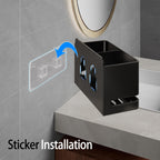 Aluminum Electric Toothbrush Holder - Bathroom Wall Mounted Toothbrush Holder (Black, Double Slot)