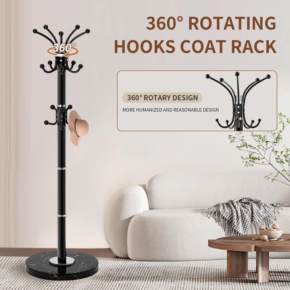Modern Metal Coat Rack Stand, Coat Rack Freestanding with Natural Marble Base...