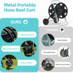 Garden Hose Reel Cart, Metal Heavy Duty Garden Hose Reel with Wheels,Portable Hose Carts Holds 50-120 feet,Hose Reel for Outdoor, Backyards, Gardens or Lawns