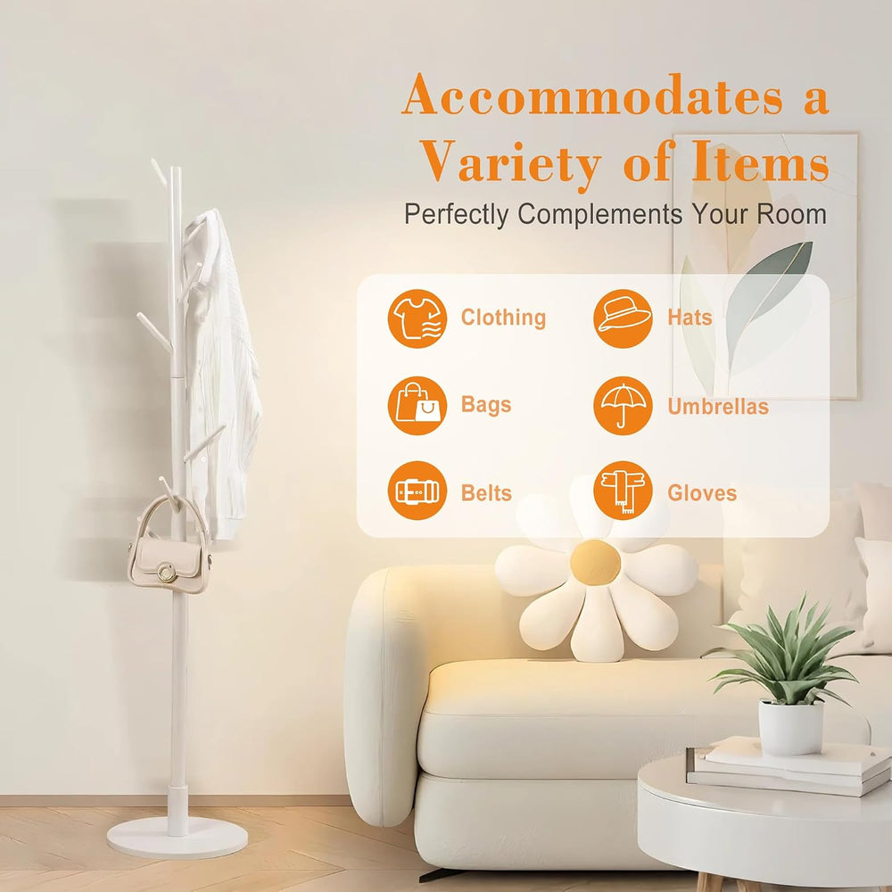 VECELO Coat Rack Freestanding, Entryway Hanger Stand, Umbrella Holder, Hall T...