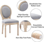 Nrizc French Dining Chairs Set of 6, French Country Dining Chairs, Vintage Farmhouse Dining Chair with Round Back, Solid Wood Beige Fabric Dining Room Chairs, for Kitchen, Bedroom, Dining Room