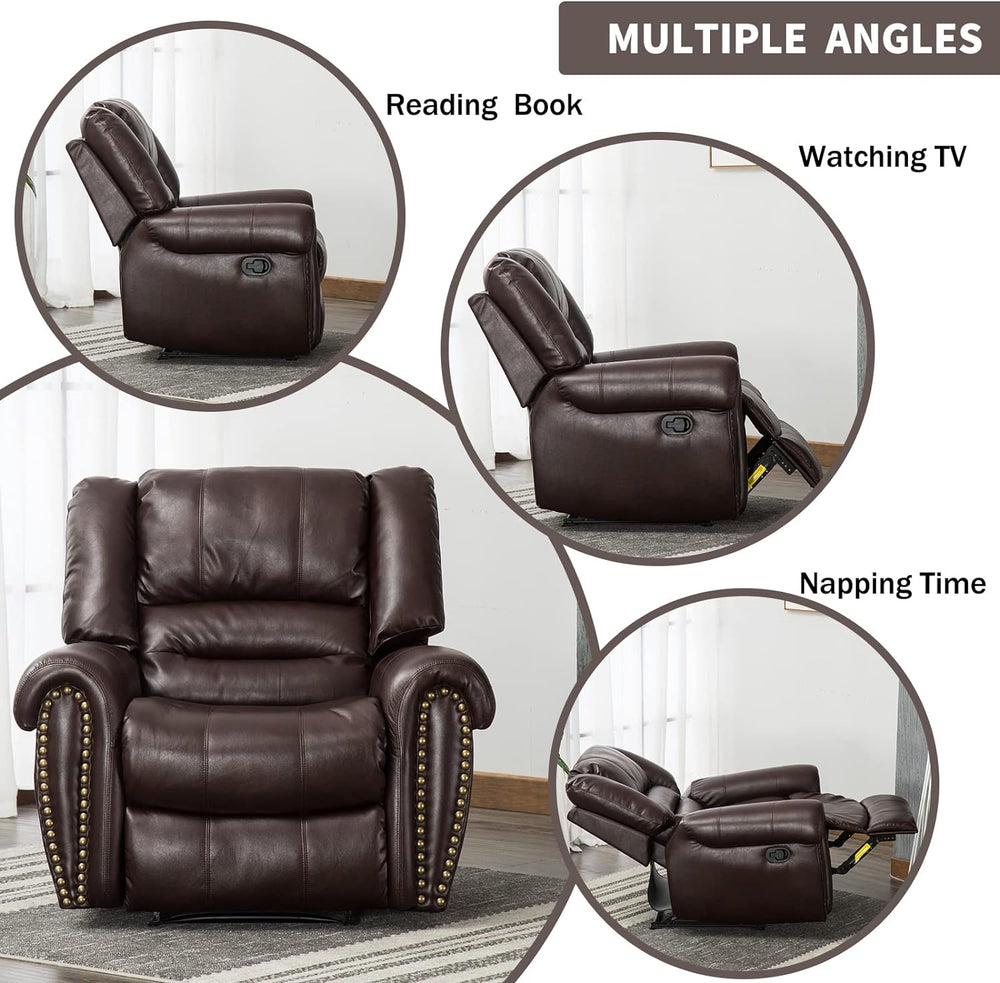 CANMOV Leather Recliner Chair, Classic and Traditional Manual Recliner Chair ...