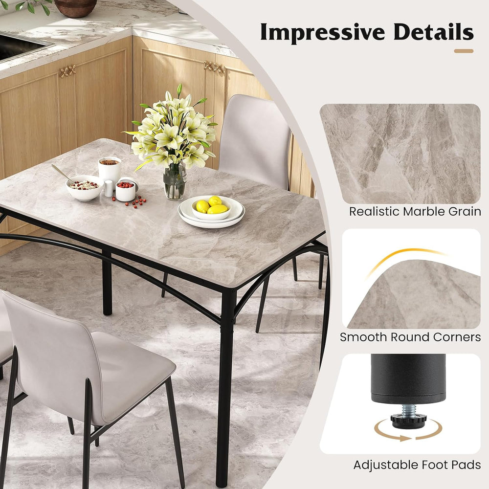 GOFLAME 43” Sintered Stone Dining Table for 4, Rectangular Kitchen Table with...