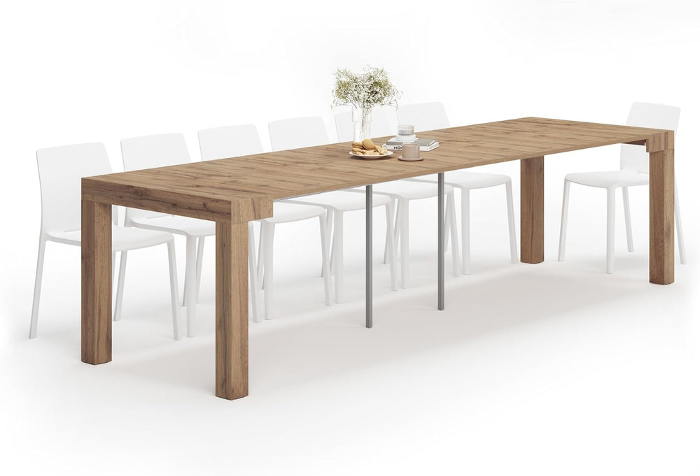 Mobili Fiver, First, Extendable Console Table 17.7(120) x35.4 in, Rustic Oak,...