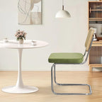 3-Piece 23.6" Round Dining Table Set for 2 with Upholstered Chairs – Space-Saving Modern Small Kitchen Cafe Bistro Set(Olive Green Velvet Chair)