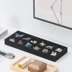 Divided Drawer Organizer, Velvet Jewelry Storage Tray for Necklace, Bracelet, Ring, Earring Display - Bedside Nightstand Desk Holder for Phone, Watch, Sunglasses, Cosmetics Storage/Black/12grid