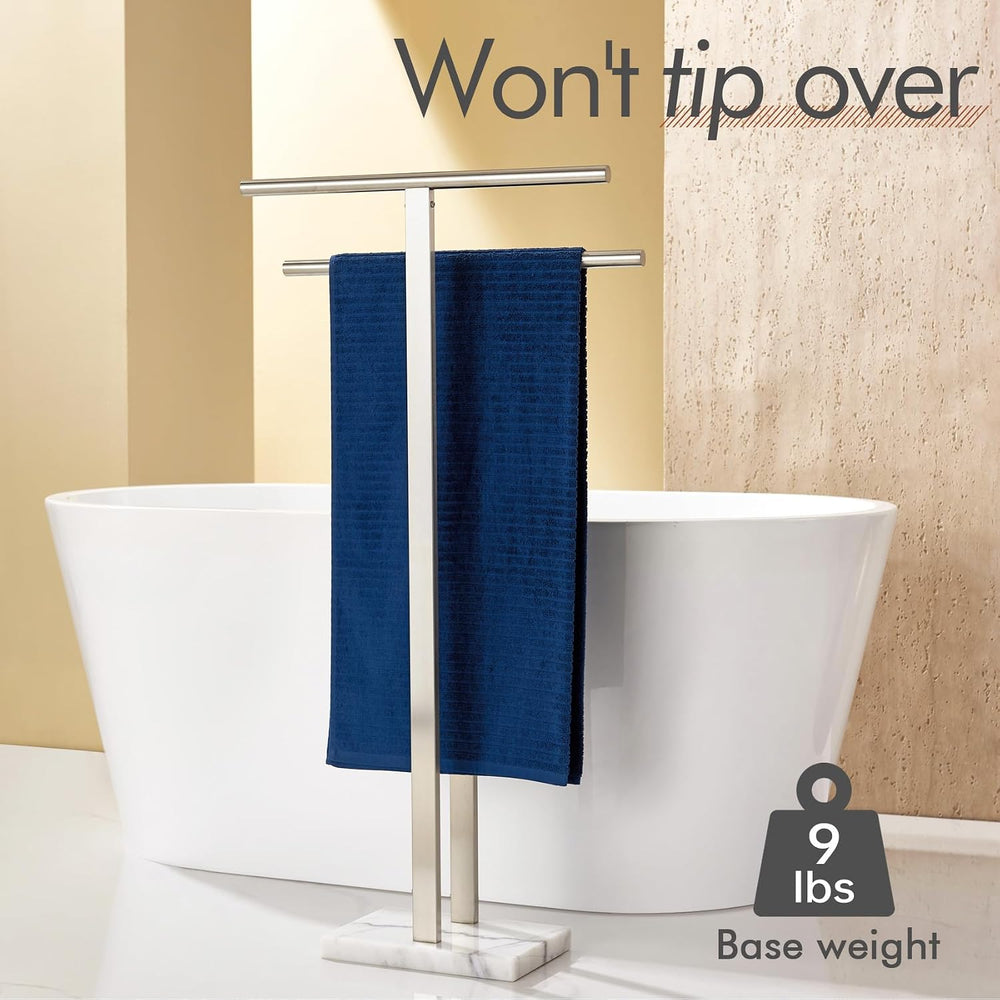 KOKOSIRI Towel Rack Free Standing Brushed Nickel 2-Tier Towel Holder for Bath...
