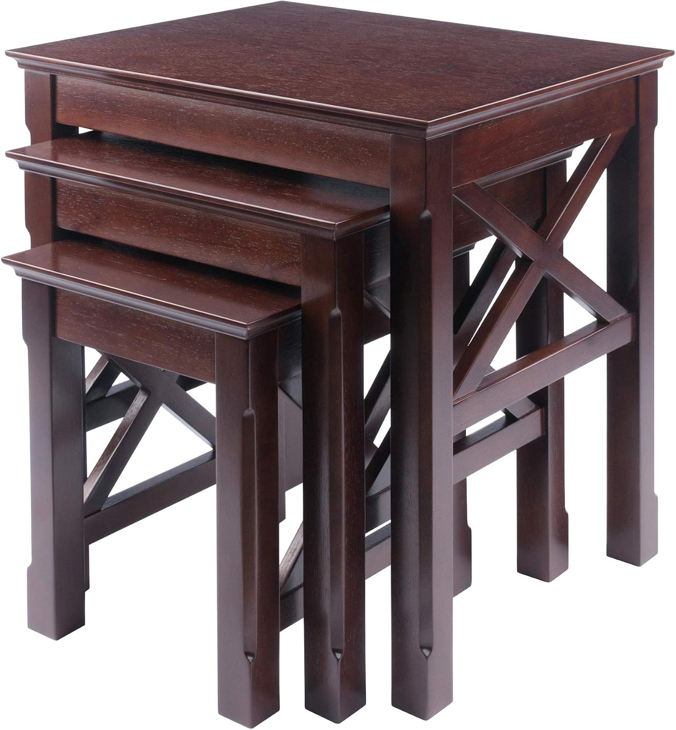 Winsome Xola Nesting Tables, Cappuccino | Small Square Coffee or End Table Set for Bedroom, Living Room, Den, Elegant Furniture for Any Home Decor