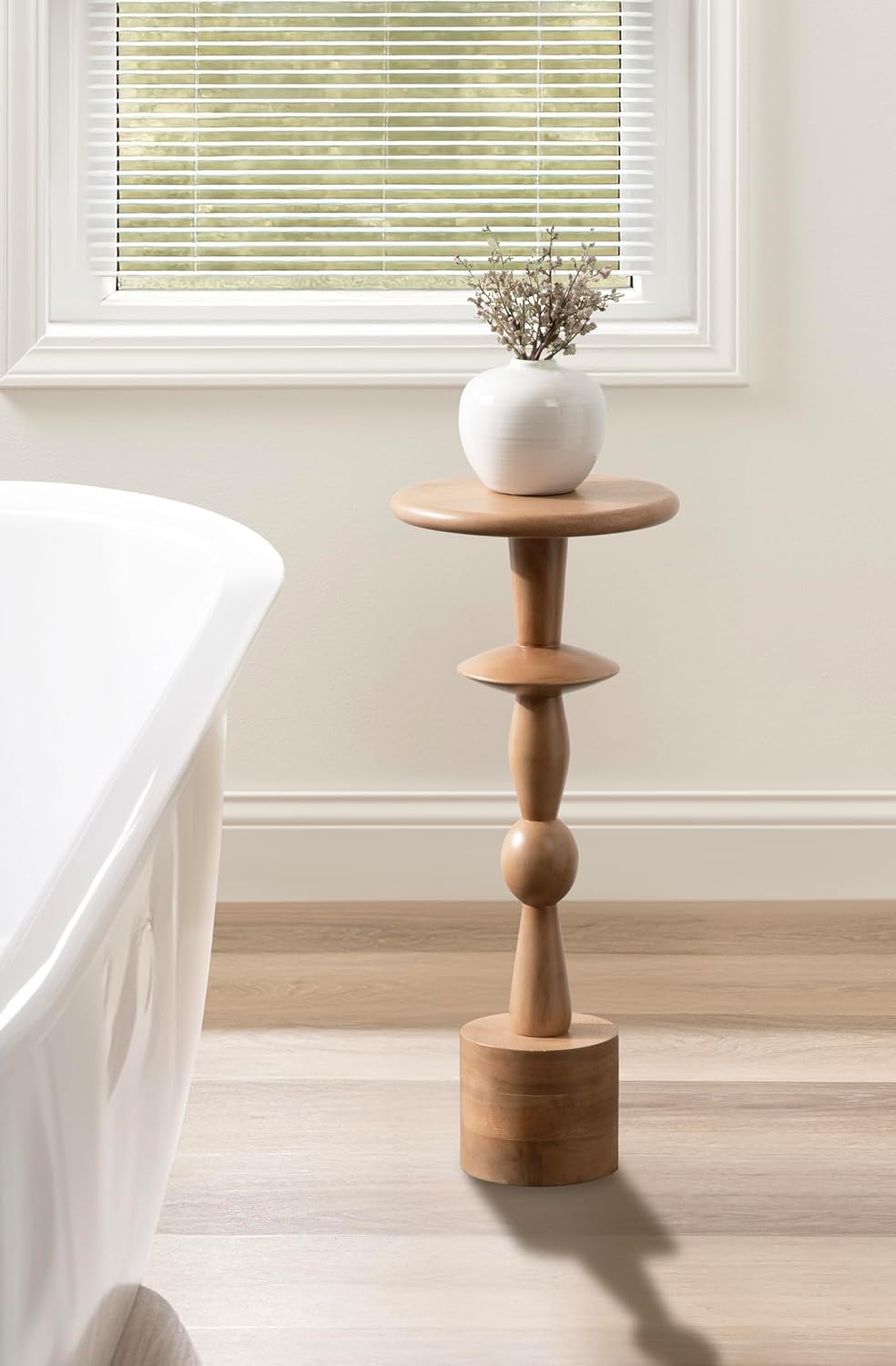 Kate and Laurel Avenal Modern Round Mango Wood Drink Table, 9 x 9 x 22, Natur...