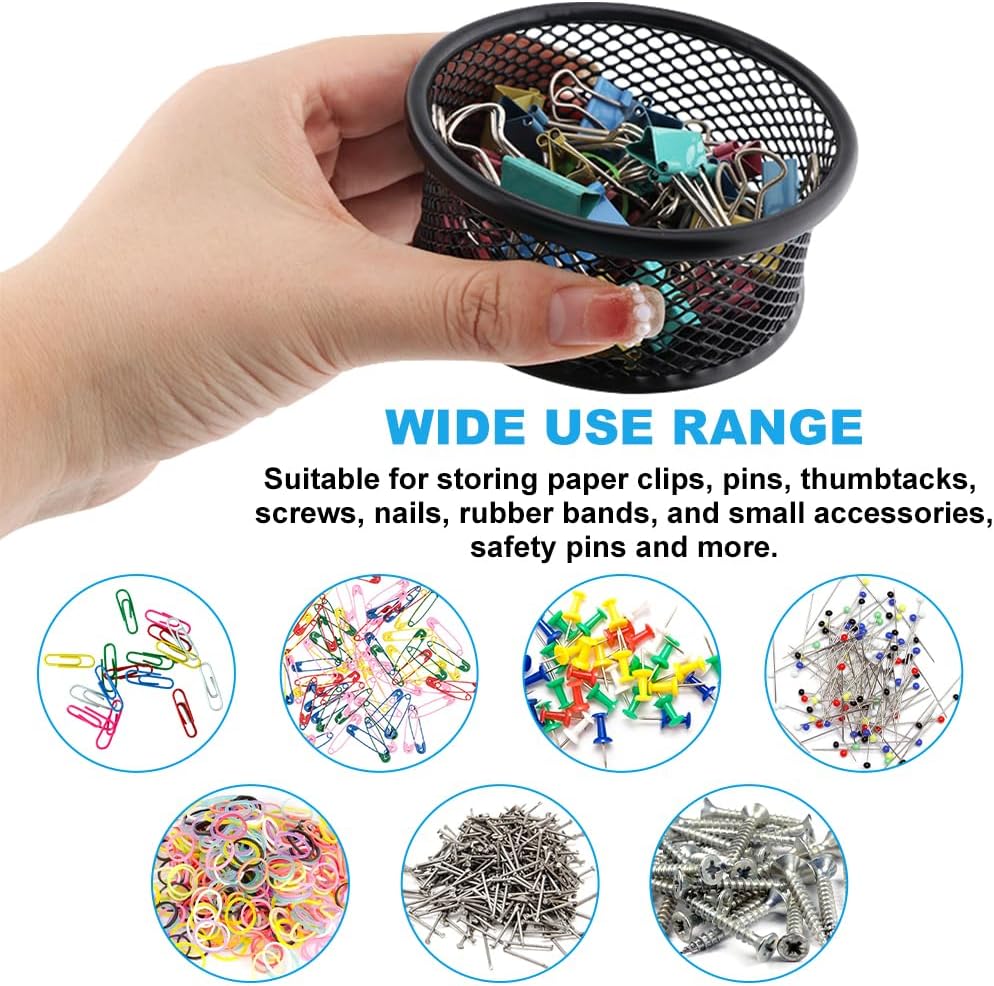 2 Pack Mesh Paper Clip Holder,Paperclip Holders for Desk Binder Wire Mesh Bowls,Paper Clips Holder for Desk,Paper Clip Dispenser,Paper Clip Organizer Office ﻿
